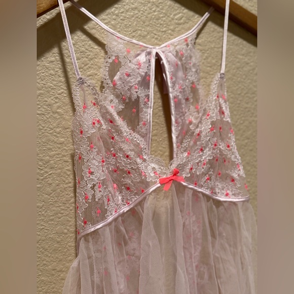 Victoria's Secret Other - Victoria's Secret Sleepwear Women's Pink Mesh Babydoll Teddy Lace Nightie SzS